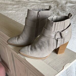 Qupid Taupe Ankle Booties with Buckle